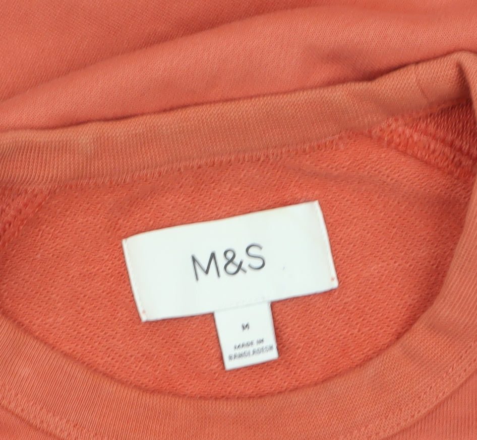 Marks and Spencer Men's Orange Crew Neck Cotton Sweatshirt M