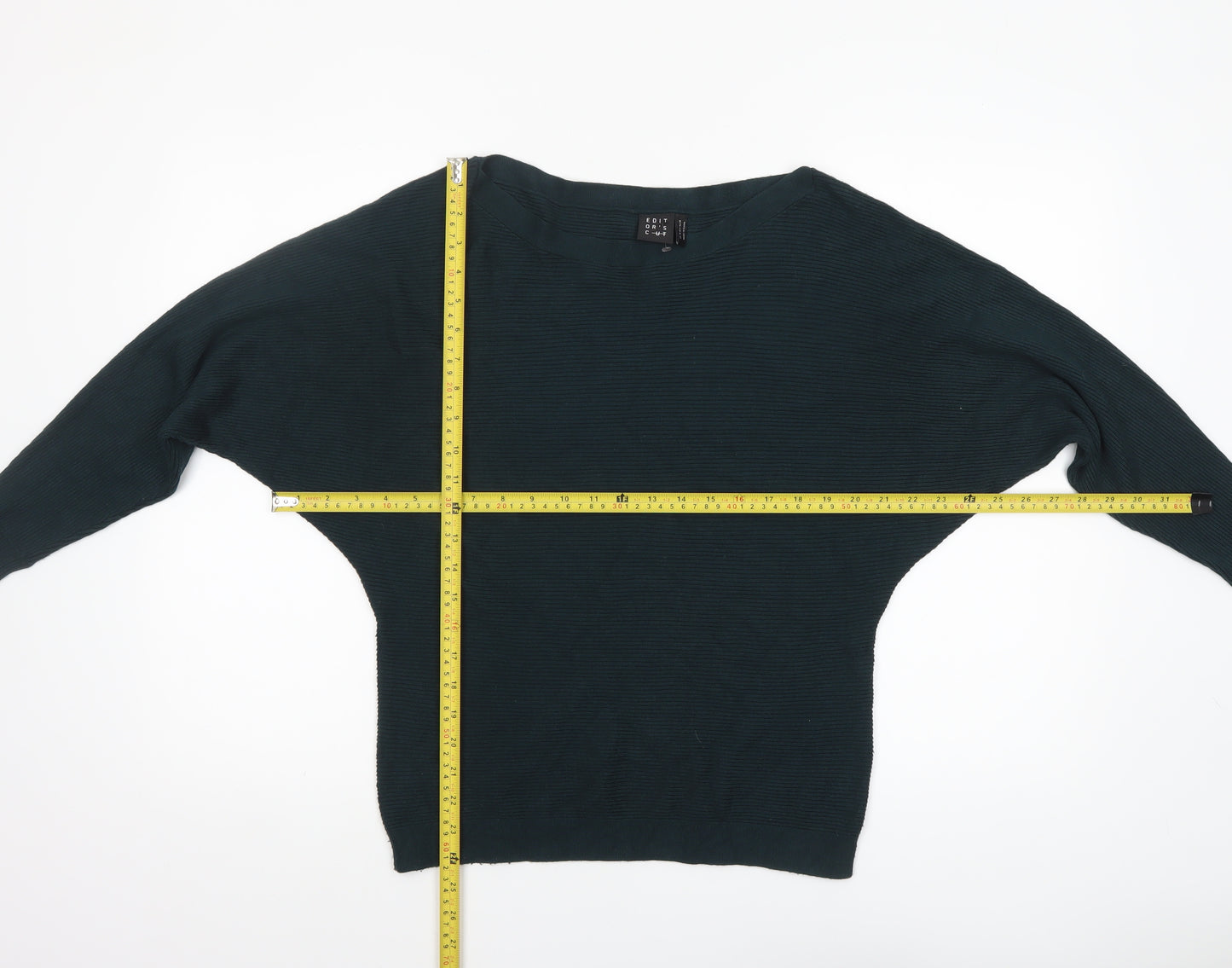 Editor's Cut Women's Green Boat Neck Long Sleeve Pullover Jumper Size 10