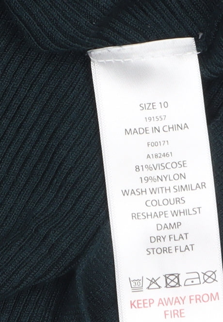 Editor's Cut Women's Green Boat Neck Long Sleeve Pullover Jumper Size 10