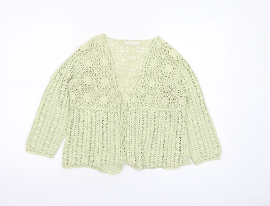 Marks and Spencer Women's Green Crochet Cotton Cardigan Size 16