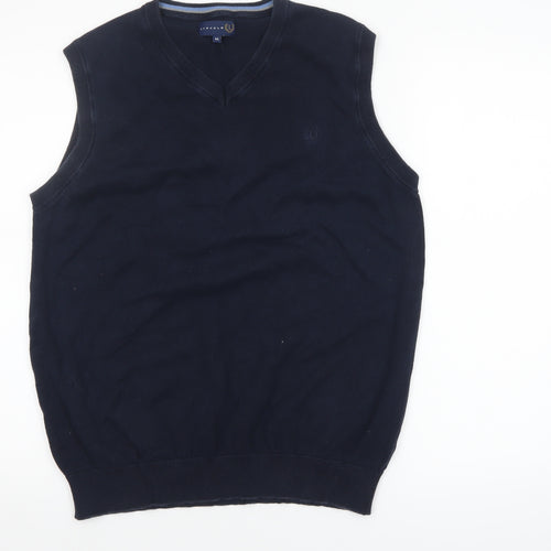 Lincoln Men's Blue Cotton V-Neck Sleeveless Vest Jumper M