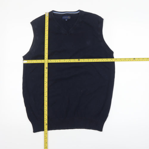 Lincoln Men's Blue Cotton V-Neck Sleeveless Vest Jumper M