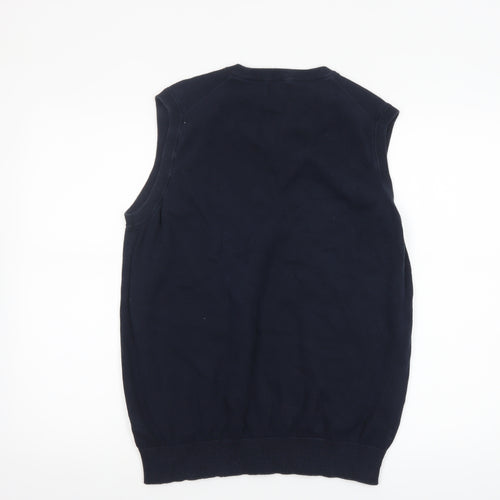 Lincoln Men's Blue Cotton V-Neck Sleeveless Vest Jumper M