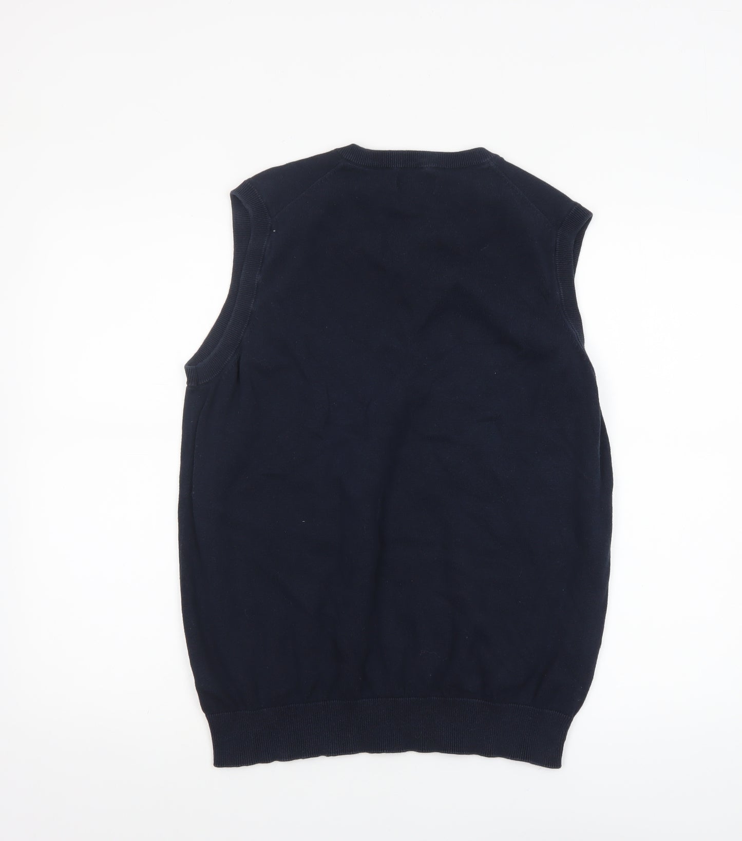Lincoln Men's Blue Cotton V-Neck Sleeveless Vest Jumper M