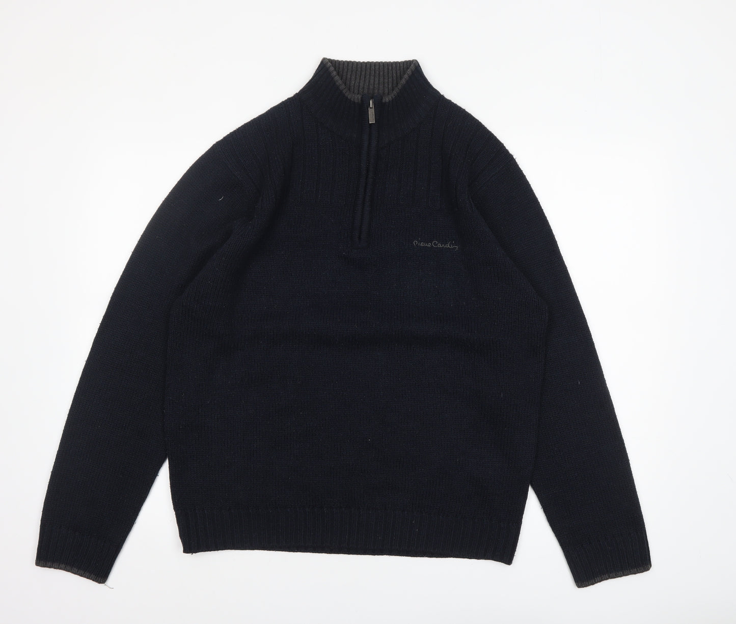 Pierre Cardin Men's Black L 1/4 Zip High Neck Acrylic Jumper