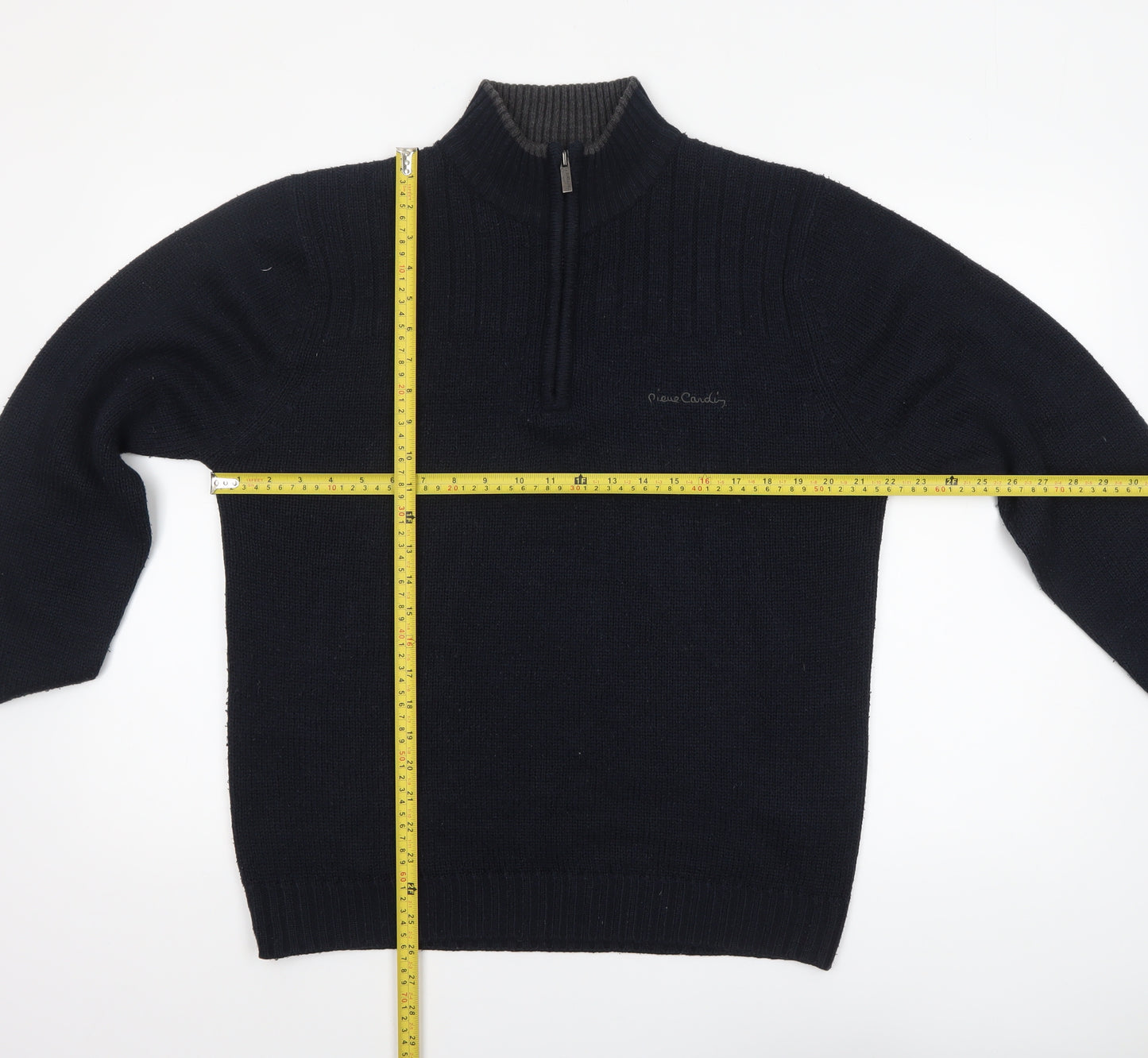 Pierre Cardin Men's Black L 1/4 Zip High Neck Acrylic Jumper