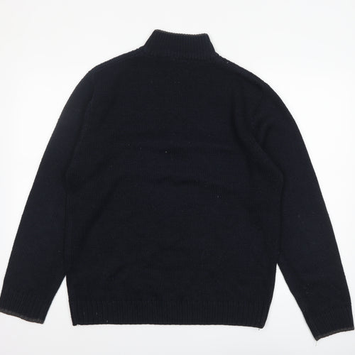 Pierre Cardin Men's Black L 1/4 Zip High Neck Acrylic Jumper