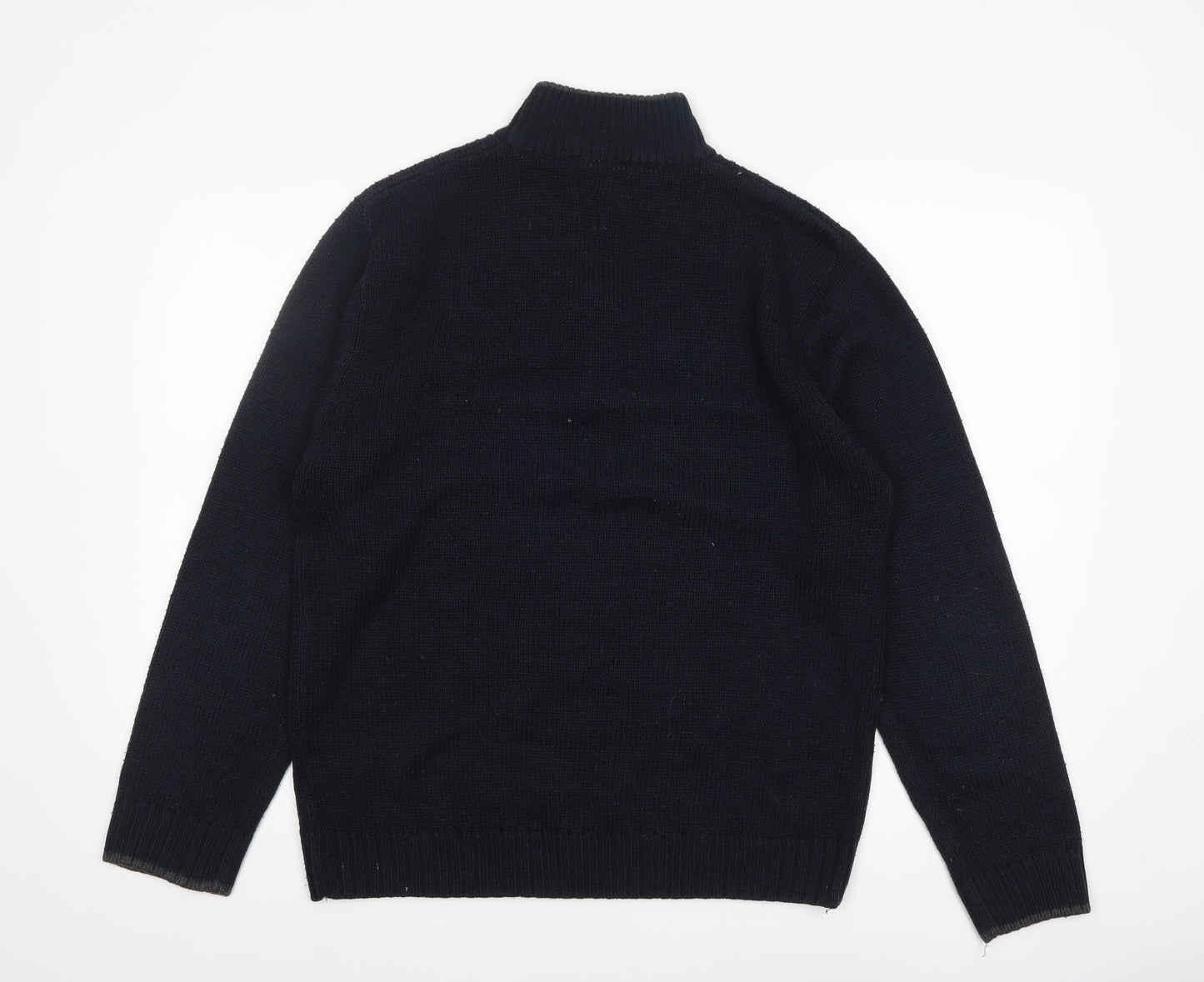 Pierre Cardin Men's Black L 1/4 Zip High Neck Acrylic Jumper