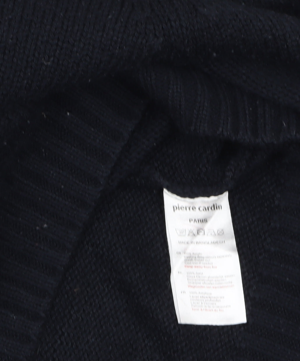 Pierre Cardin Men's Black L 1/4 Zip High Neck Acrylic Jumper