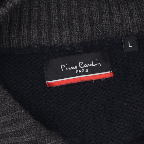 Pierre Cardin Men's Black L 1/4 Zip High Neck Acrylic Jumper