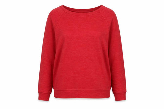Front view of Michael Stars Women's Red Pullover Sweatshirt Small Lightweight Cotton Blend