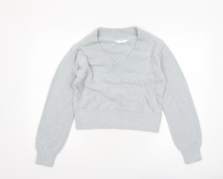 Marks and Spencer Women’s Grey V-Neck Long Sleeve Pullover Jumper XS