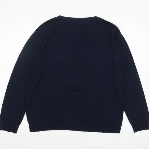 Atmosphere Women's Navy Reindeer Christmas Jumper L Crew Neck