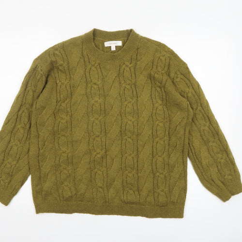 Marks and Spencer Per Una Women's Green Cable-Knit Jumper Size S