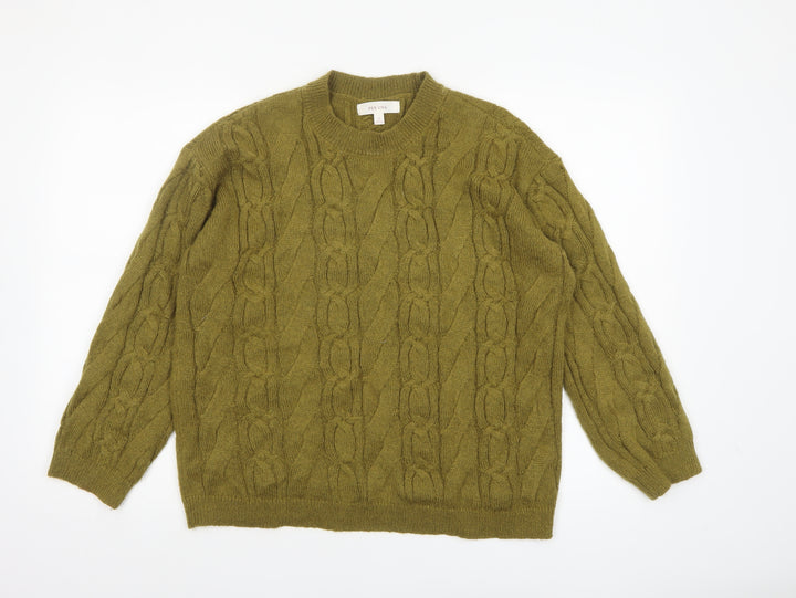 Marks and Spencer Per Una Women's Green Cable-Knit Jumper Size S