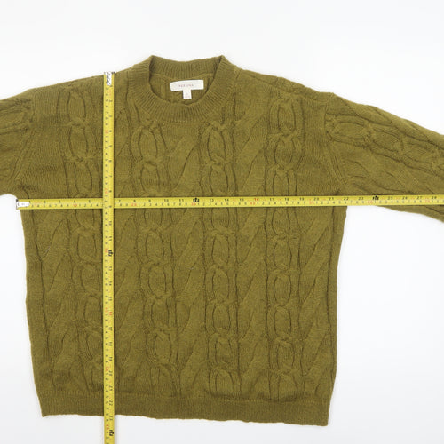Marks and Spencer Per Una Women's Green Cable-Knit Jumper Size S