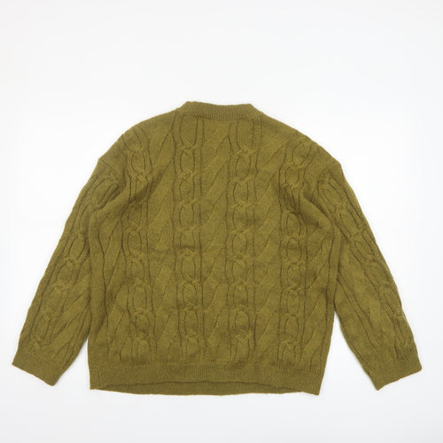 Marks and Spencer Per Una Women's Green Cable-Knit Jumper Size S