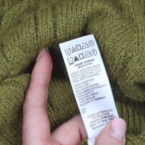 Marks and Spencer Per Una Women's Green Cable-Knit Jumper Size S