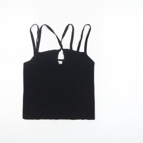 ZARA Women Black Tank Top Size 12 Camisole Knit Summer