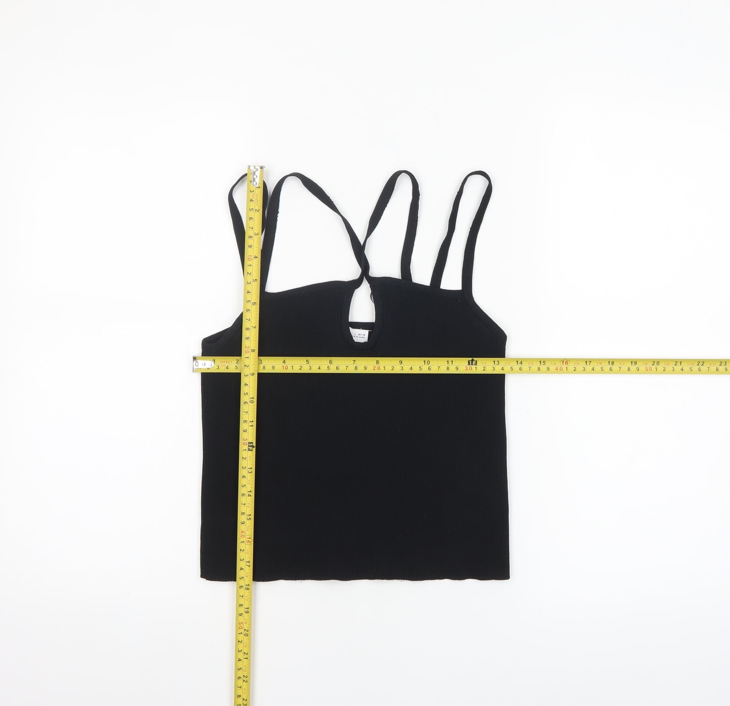 ZARA Women Black Tank Top Size 12 Camisole Knit Summer