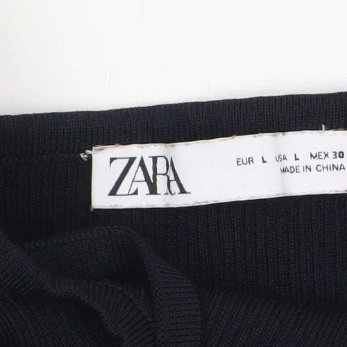 ZARA Women Black Tank Top Size 12 Camisole Knit Summer