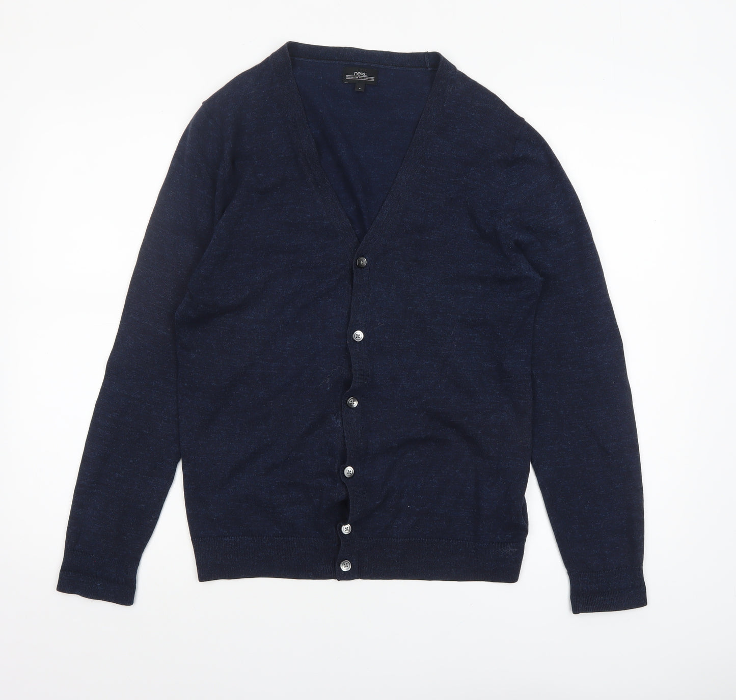 Next Men's Blue Cotton V-Neck Cardigan Size S Long Sleeve Knit