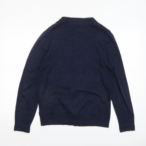 Next Men's Blue Cotton V-Neck Cardigan Size S Long Sleeve Knit
