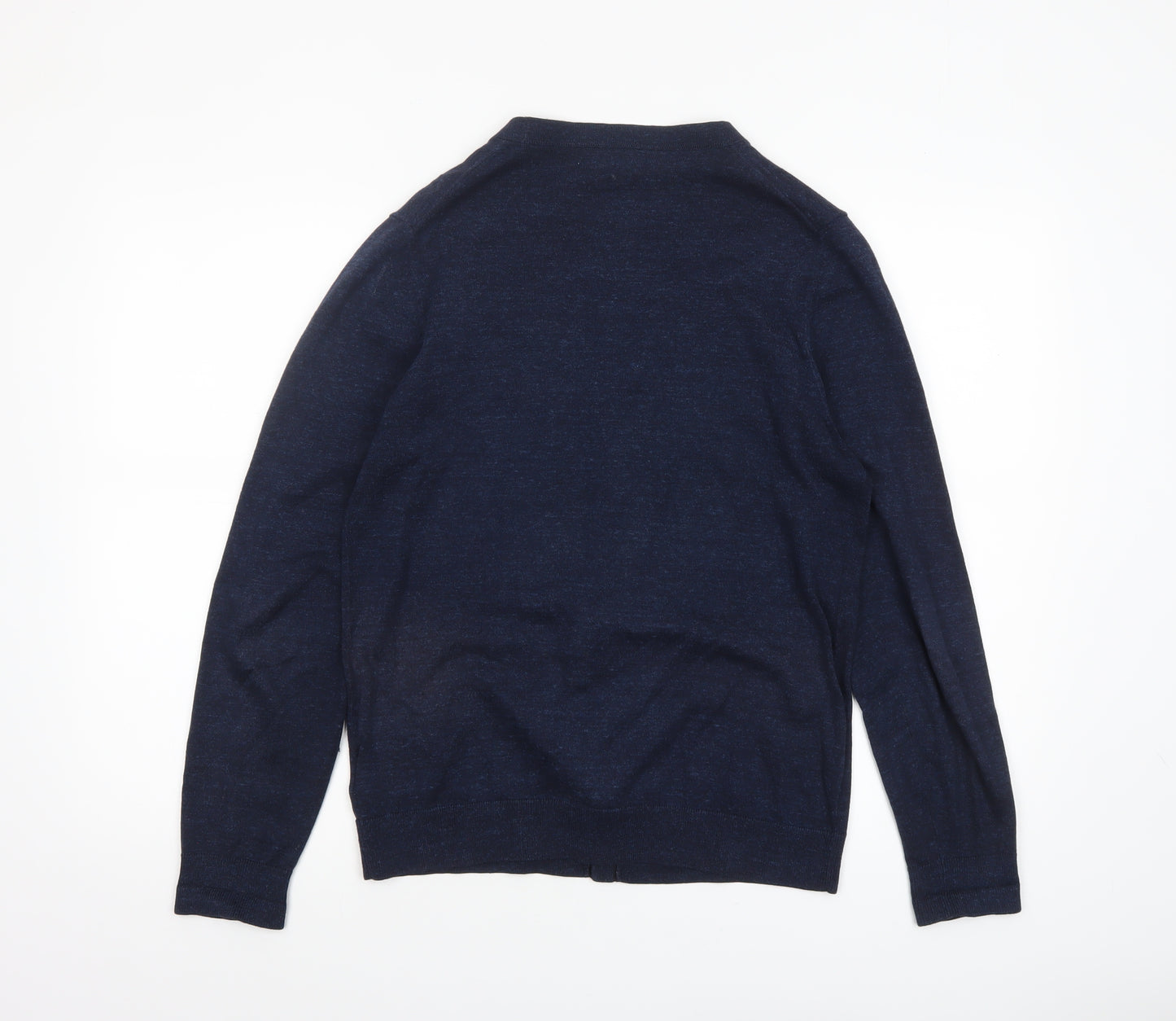 Next Men's Blue Cotton V-Neck Cardigan Size S Long Sleeve Knit