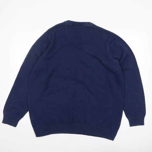 Maine New England Men’s Blue Cotton V-Neck Jumper Size L Classic Knit