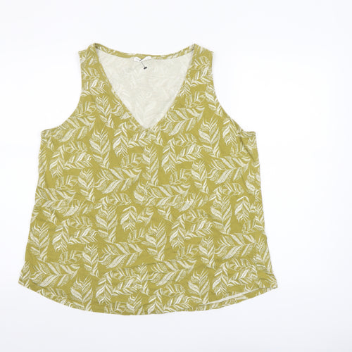 Encuentro Womens Green Leaf Print Cotton Sleeveless Tank Top XXL