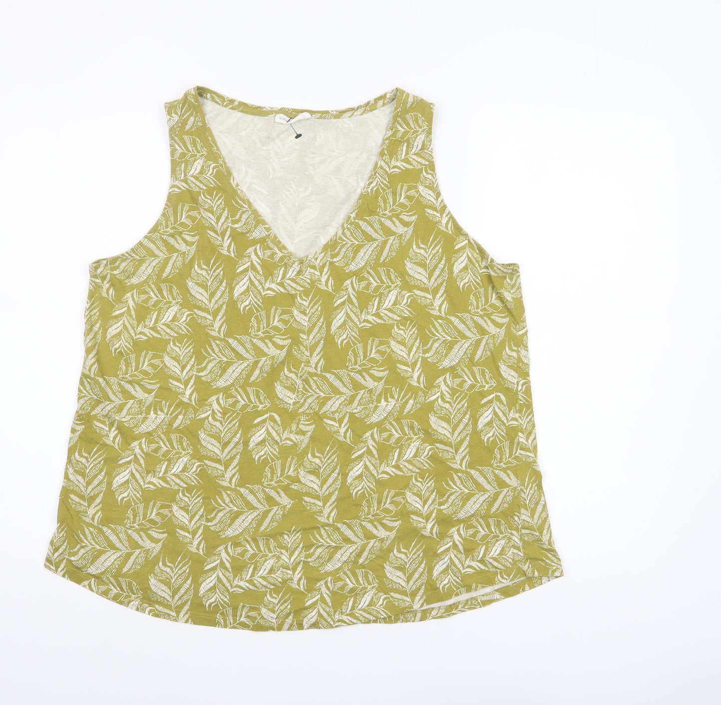 Encuentro Womens Green Leaf Print Cotton Sleeveless Tank Top XXL