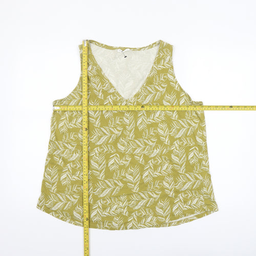 Encuentro Womens Green Leaf Print Cotton Sleeveless Tank Top XXL