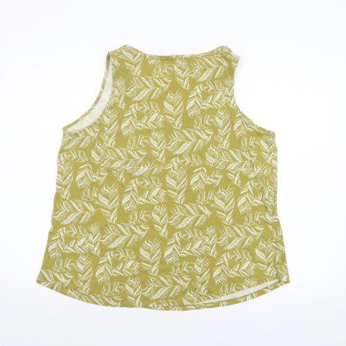 Encuentro Womens Green Leaf Print Cotton Sleeveless Tank Top XXL