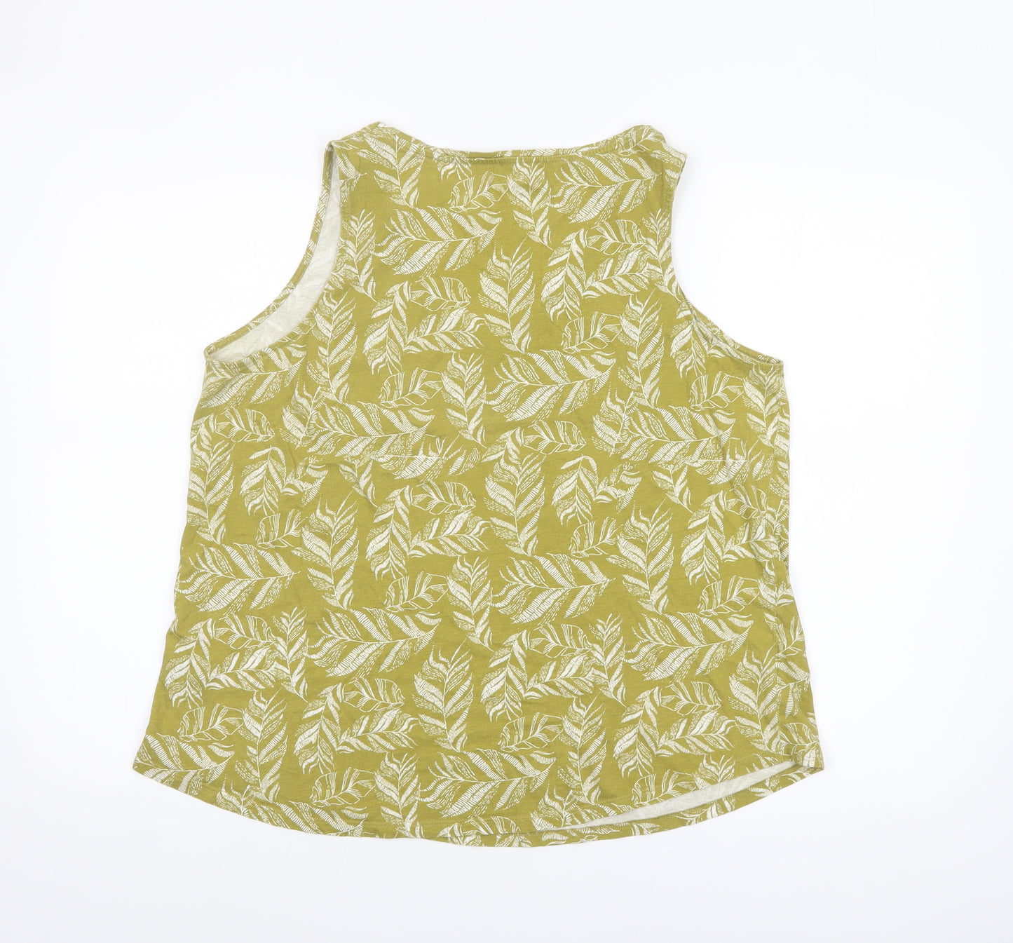 Encuentro Womens Green Leaf Print Cotton Sleeveless Tank Top XXL