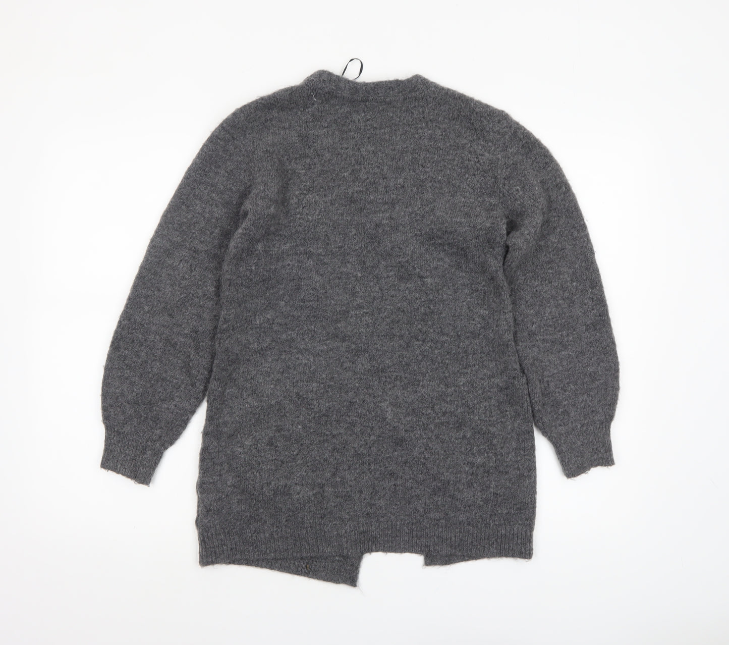 H&M Girls Grey Long Sleeve Open Front Cardigan 9-10 Years Wool Blend