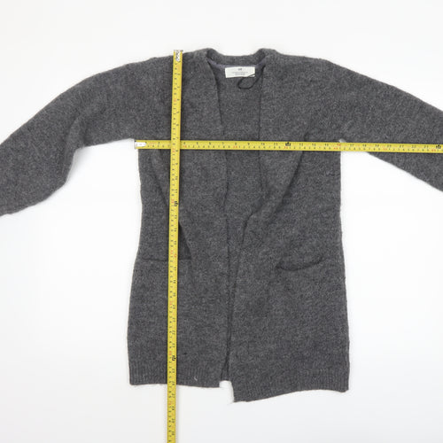 H&M Girls Grey Long Sleeve Open Front Cardigan 9-10 Years Wool Blend