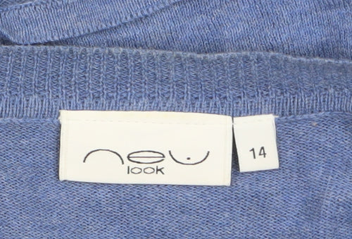 New Look Women's Blue Cotton Wrap V-Neck Jumper Size 14