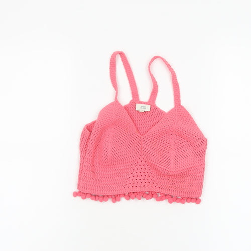 River Island Women’s Pink Crochet Camisole Tank Top Size 8