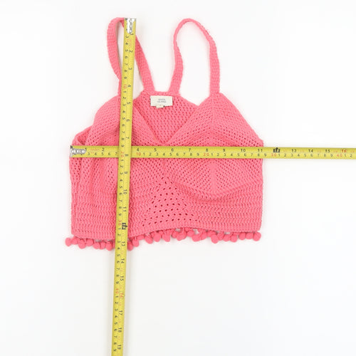 River Island Women’s Pink Crochet Camisole Tank Top Size 8