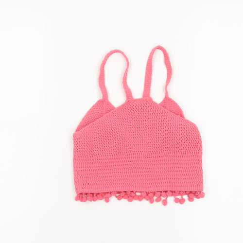 River Island Women’s Pink Crochet Camisole Tank Top Size 8