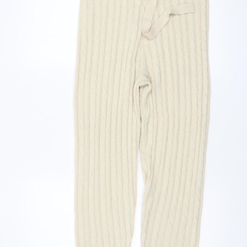Misspap Women’s Beige Cable Knit Drawstring Jogger Trousers M