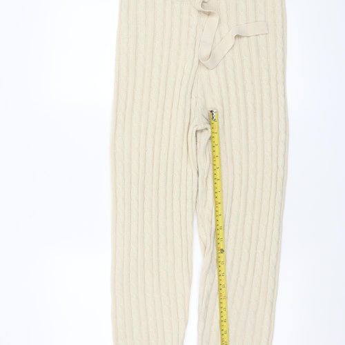 Misspap Women’s Beige Cable Knit Drawstring Jogger Trousers M