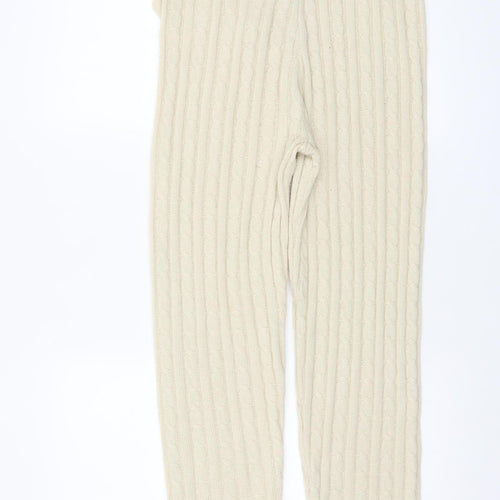 Misspap Women’s Beige Cable Knit Drawstring Jogger Trousers M