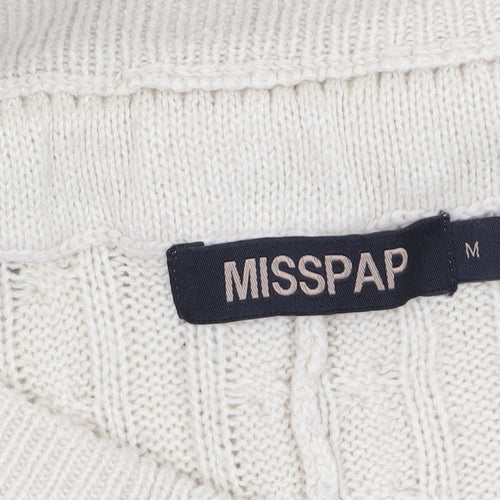 Misspap Women’s Beige Cable Knit Drawstring Jogger Trousers M