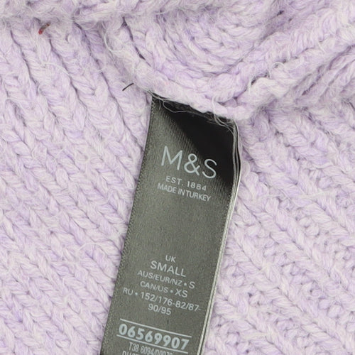 Marks and Spencer Women’s Purple Mock Neck Chunky-Knit Jumper Size S