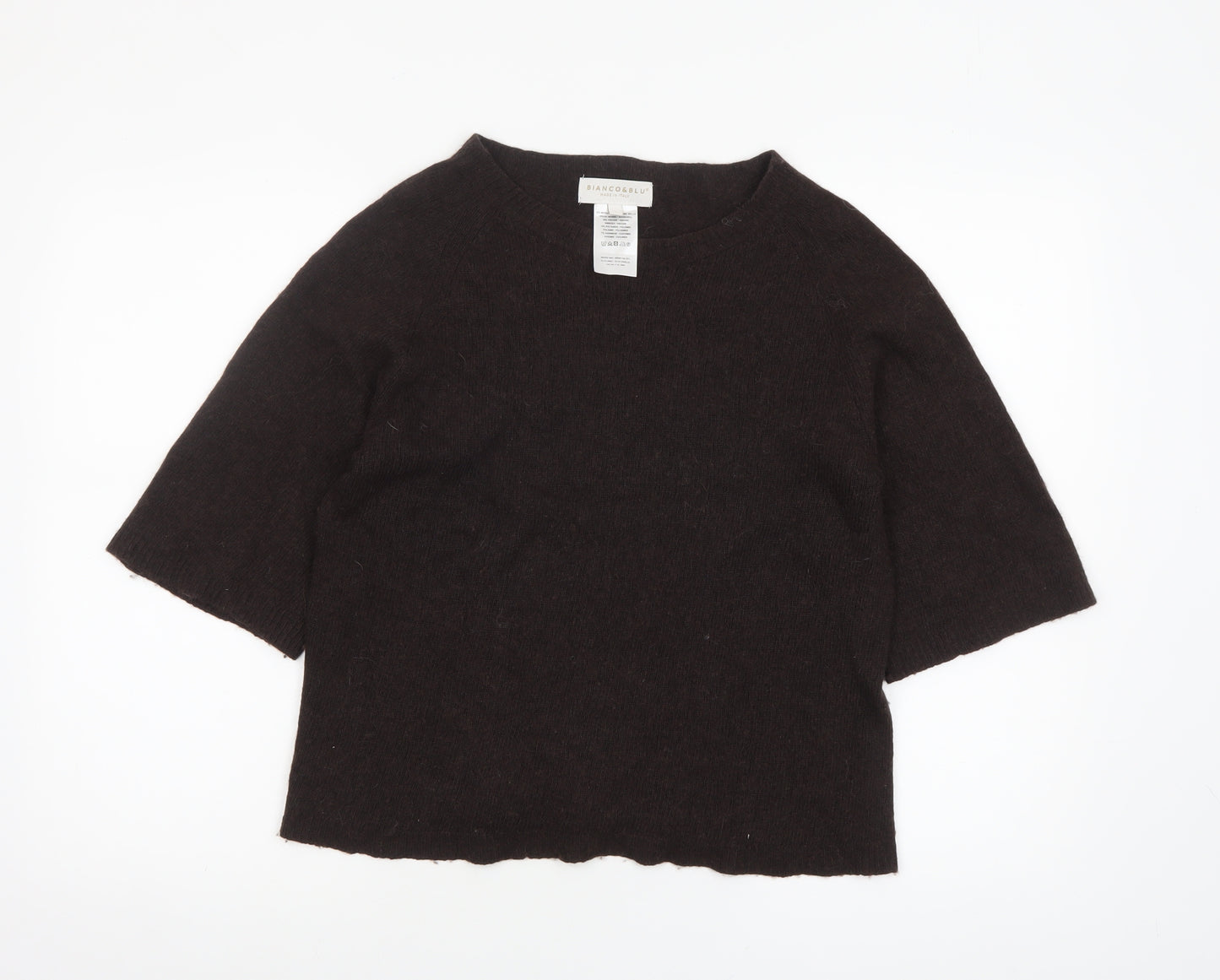 Bianco & Blu Women's Brown Merino Wool Cashmere Blend Pullover Jumper L