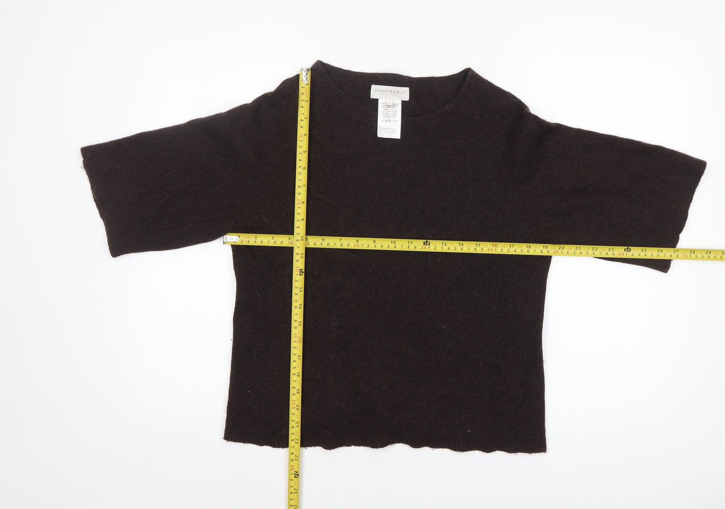 Bianco & Blu Women's Brown Merino Wool Cashmere Blend Pullover Jumper L