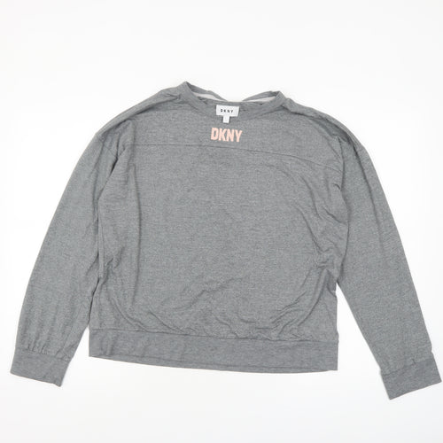 DKNY Women Grey Long Sleeve Crew Neck Jersey T-Shirt M
