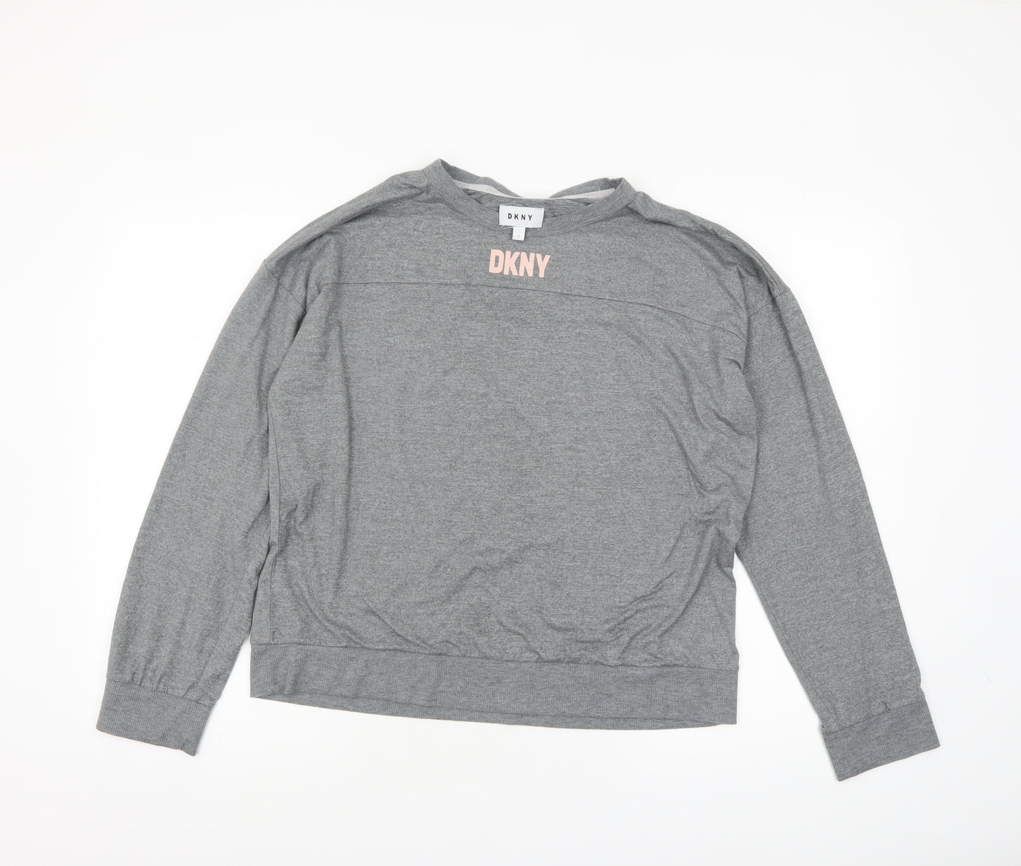 DKNY Women Grey Long Sleeve Crew Neck Jersey T-Shirt M