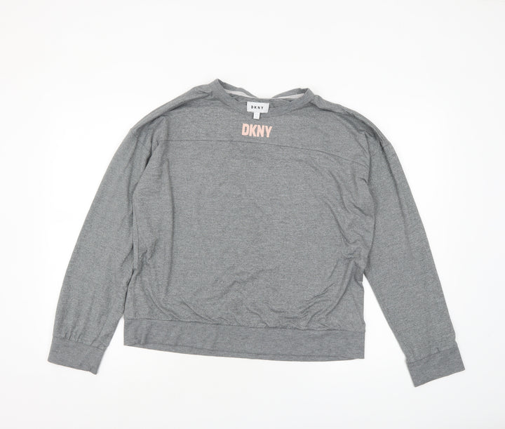 DKNY Women Grey Long Sleeve Crew Neck Jersey T-Shirt M